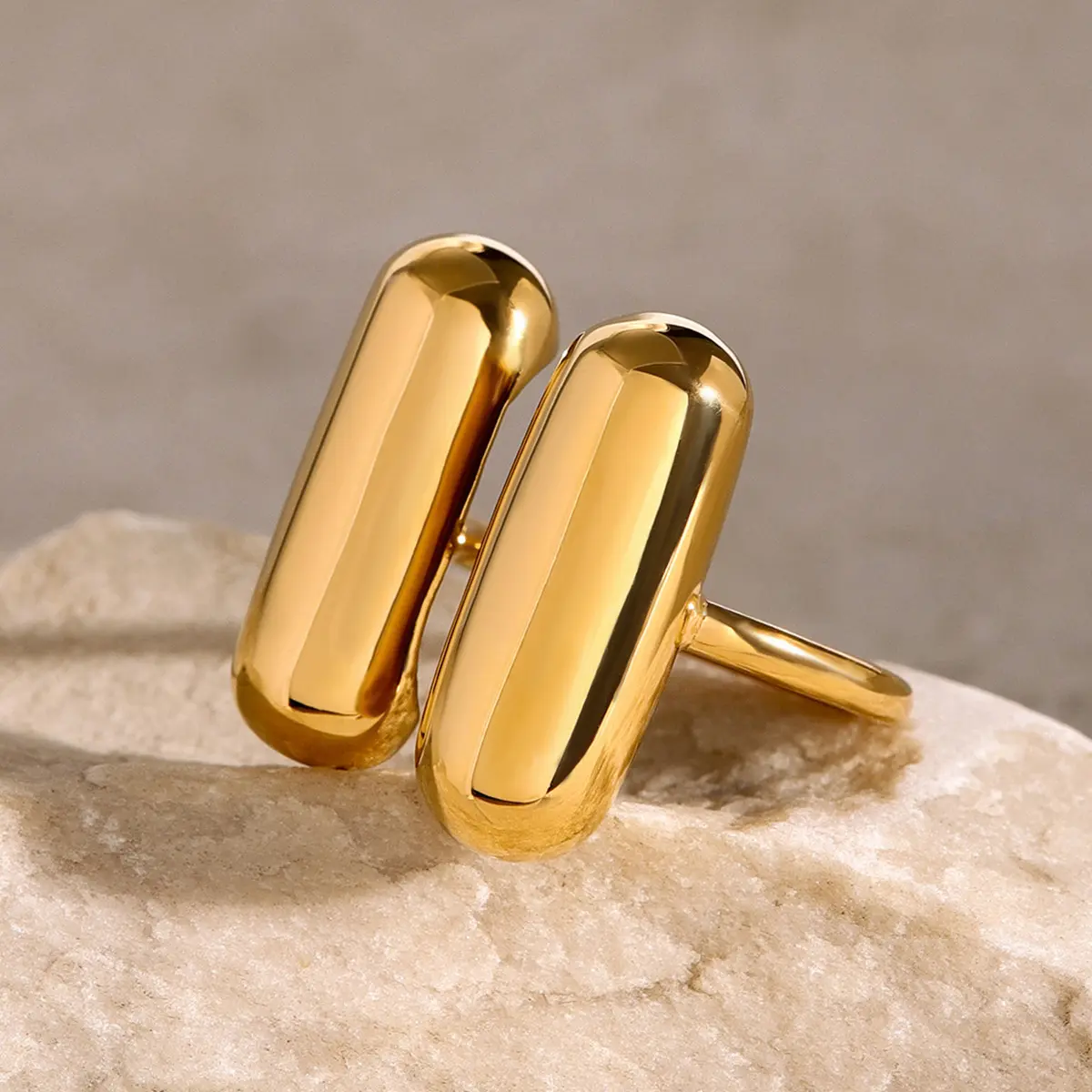 1 Piece Simple Style Geometric Stainless Steel 18K Gold Plated Women's Adjustable Rings h5 